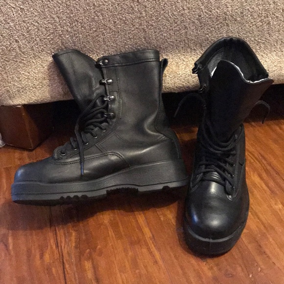 Leather Combat Work Boots 6r 6w 